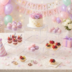 Acrylic Buffet Risers and Stand 6 Pack 9" 8" 7" 6" 5" 5" 4" 4" Clear in Clear, alternate view 4