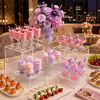 Acrylic Buffet Risers and Stand 6 Pack 9" 8" 7" 6" 5" 5" 4" 4" Clear in Clear, alternate view 6