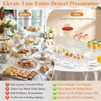 Acrylic Buffet Risers with Mini Sign and Maker, Clear Hammered Water Ripple Dessert Display Stands for Catering, alternate