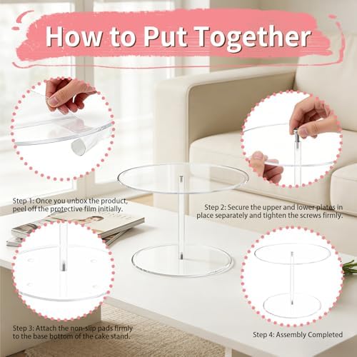 Acrylic Cake Stand, 10" Clear Mini Dessert Display for Wedding Party in Clear, alternate view 5