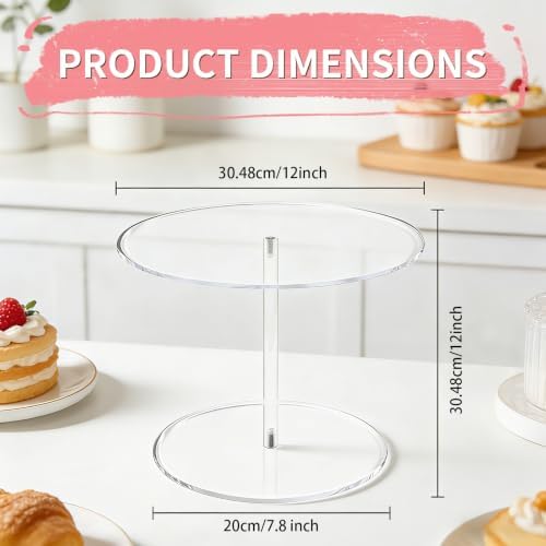 Acrylic Cake Stand, 12" Clear Mini Dessert Display for Wedding Party in Clear, alternate view 3