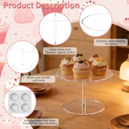 Acrylic Cake Stand, 12" Clear Mini Dessert Display for Wedding Party in Clear, alternate view 4