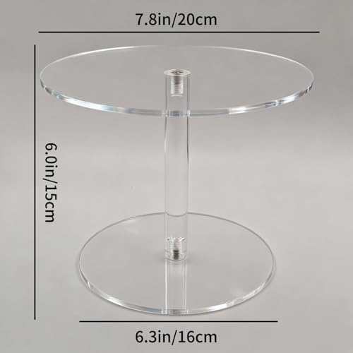 Acrylic Cake Stand for Dessert Table, 7.8 Inch Clear Round Cupcake Stand Display Riser for Birthday Party, alternate view 3