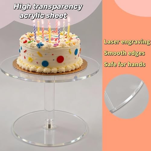 Acrylic Cake Stand for Dessert Table, 9.8 Inch Clear Round Cupcake Stand Display Riser for Birthday Party, alternate view 6