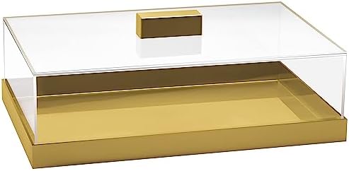 Acrylic Cake Stand | Multifunctional Serving Tray | Elegant Gold Food Tray with Clear Lid | Perfect as a Cake