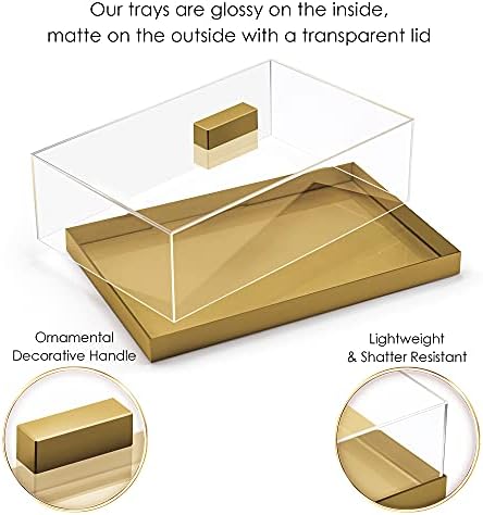 Acrylic Cake Stand | Multifunctional Serving Tray | Elegant Gold Food Tray with Clear Lid | Perfect as a Cake, alternate view