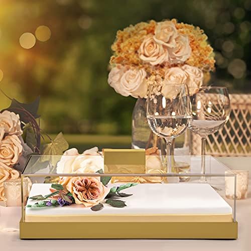 Acrylic Cake Stand | Multifunctional Serving Tray | Elegant Gold Food Tray with Clear Lid | Perfect as a Cake, alternate view