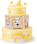 Acrylic Cake Stand with 6 Photo Panels for Tiered Cakes in Transparent