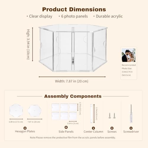 Acrylic Cake Stand with 6 Photo Panels for Tiered Cakes in Transparent, alternate view 3