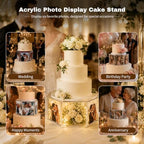 Acrylic Cake Stand with 6 Photo Panels for Tiered Cakes in Transparent, alternate view 6