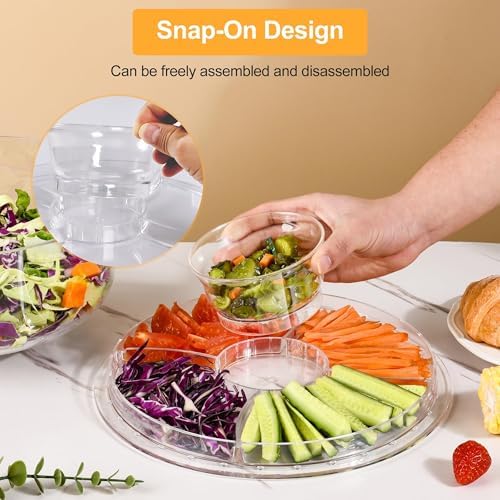 Acrylic Cake Stand with Dome Lid, 12.2 Inch 6-in-1 Clear Cake Plate Carrier with Handle, Crystal Display Holder, alternate