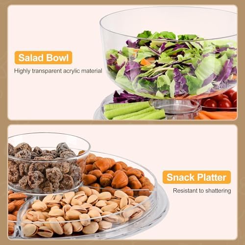 Acrylic Cake Stand with Dome Lid, 12.2 Inch 6-in-1 Clear Cake Plate Carrier with Handle, Crystal Display Holder, alternate