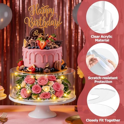 Acrylic Cake Stand with Led Lights, 2 PCS Round Cake Riser in Clear, alternate view 4