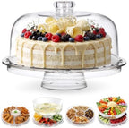 Acrylic Cake Stand with Lid,6-in-1 Multi-Purpose Use Set for Party in Acrylic Cake Stand With Lid