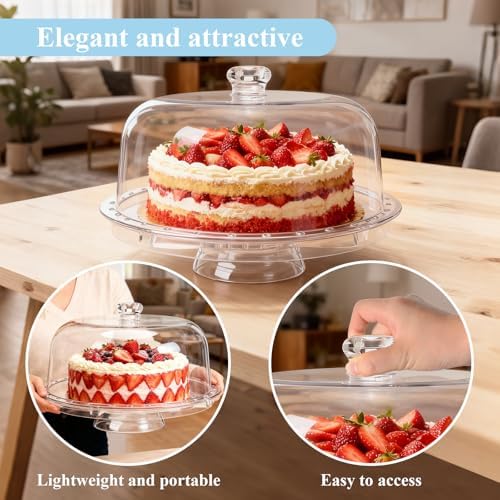 Acrylic Cake Stand with Lid,6-in-1 Multi-Purpose Use Set for Party in Acrylic Cake Stand With Lid, alternate view 3