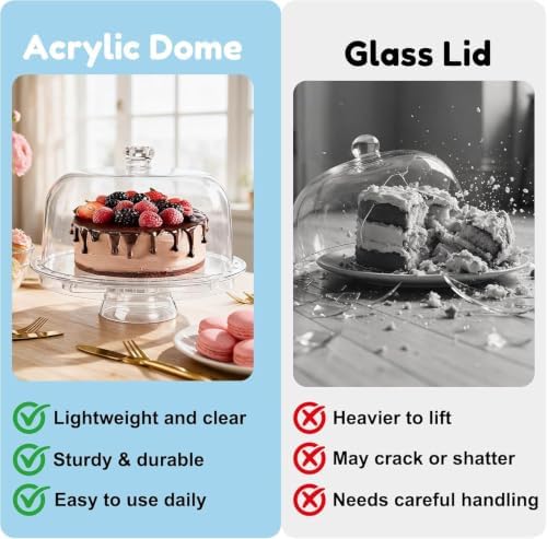 Acrylic Cake Stand with Lid,6-in-1 Multi-Purpose Use Set for Party in Acrylic Cake Stand With Lid, alternate view 5