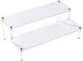 Acrylic Clear 2-Tier Riser Display Shelf for Figures, Desserts Holder, Collections Organizer and Cosmetic Items