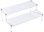Acrylic Clear 2-Tier Riser Display Shelf for Figures, Desserts Holder, Collections Organizer and Cosmetic Items