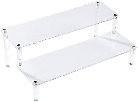 Acrylic Clear 2-Tier Riser Display Shelf for Figures, Desserts Holder, Collections Organizer and Cosmetic Items