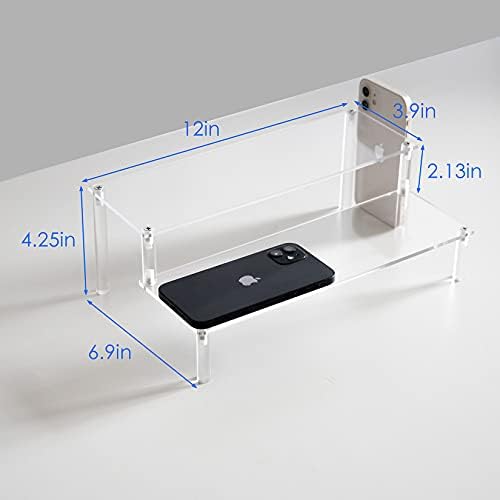 Acrylic Clear 2-Tier Riser Display Shelf for Figures, Desserts Holder, Collections Organizer and Cosmetic Items, alternate