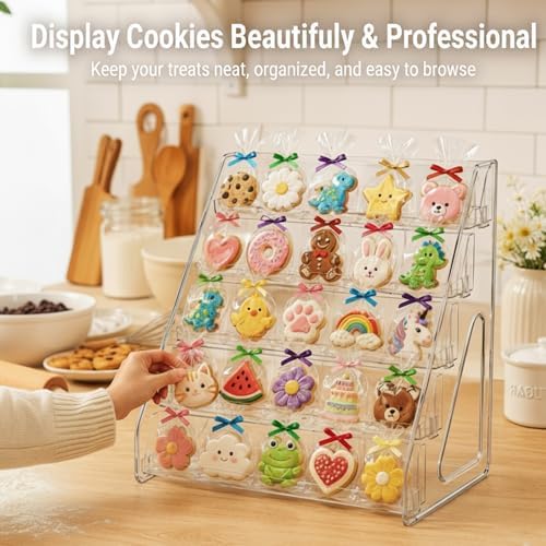 Acrylic Cookie Display Stand,2 Pack 5-Tier Dessert Stand for Bakers&Vendors in Clear, alternate view 3