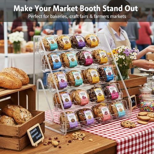 Acrylic Cookie Display Stand,2 Pack 5-Tier Dessert Stand for Bakers&Vendors in Clear, alternate view 5