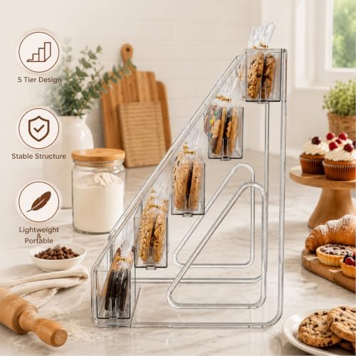 Acrylic Cookie Display Stand, 5-Tier Clear Dessert Display Rack for Cookies, Cupcakes & Pastries, Tiered Bakery, alternate