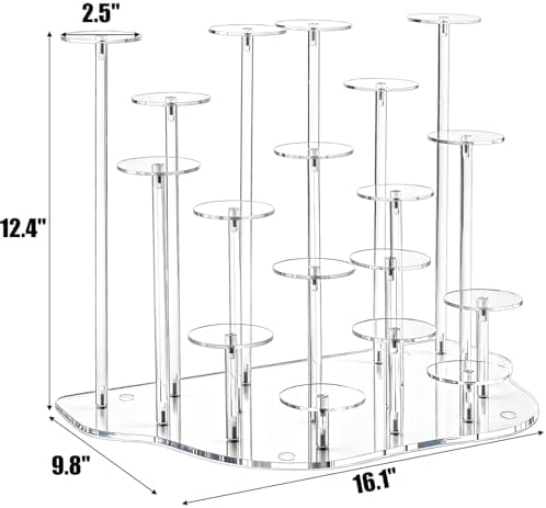 Acrylic Cupcake Stand for 18 Cupcakes, Clear Dessert Display Tower for Treat Table, Party, Wedding, Birthday, alternate view