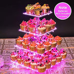 Acrylic Cupcake Stand for 50 Cupcakes, 4 Tier Cupcakes Tower Stand with Pink LED Lights and 4.7" Clear Tiers, alternate view