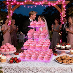 Acrylic Cupcake Stand for 50 Cupcakes, 4 Tier Cupcakes Tower Stand with Pink LED Lights and 4.7" Clear Tiers, alternate view
