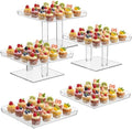 Acrylic Dessert Table Display Set, Square Cupcake Tray with 3 Tiered Stand for Wedding Table, 5 Scalloped