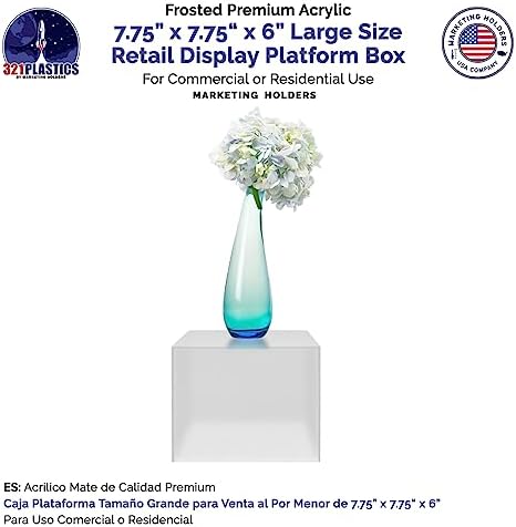 Acrylic Display Box Counter Retail Merchandise Storage Bin No Lid with Open Bottom 7.75" x 7.75" x 6" Flippable, alternate