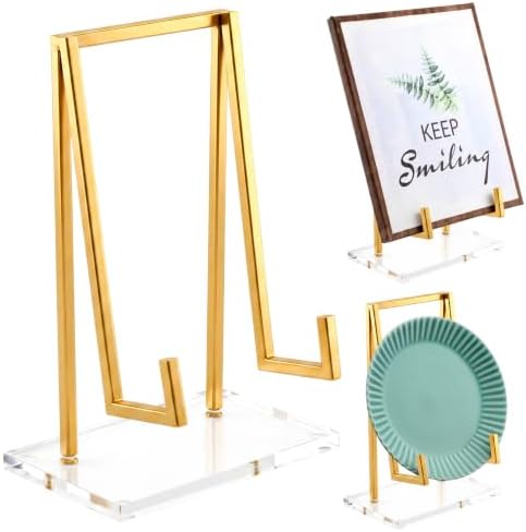 Acrylic Display Easel Stand Tabletop Easel, Gold, 8 x 5 x 3 Inch in 8 x 5 x 3 Inch in Gold