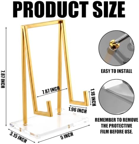 Acrylic Display Easel Stand Tabletop Easel, Gold, 8 x 5 x 3 Inch in 8 x 5 x 3 Inch in Gold, alternate view 3