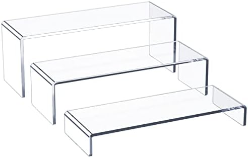 Acrylic Display Riser, 3 Step 12" Large Acrylic Risers in Clear