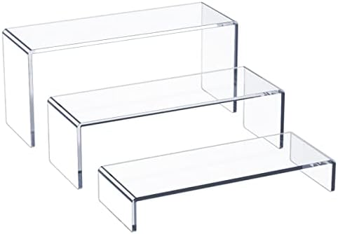Acrylic Display Riser, 3 Step 9" Large Acrylic Risers in Clear