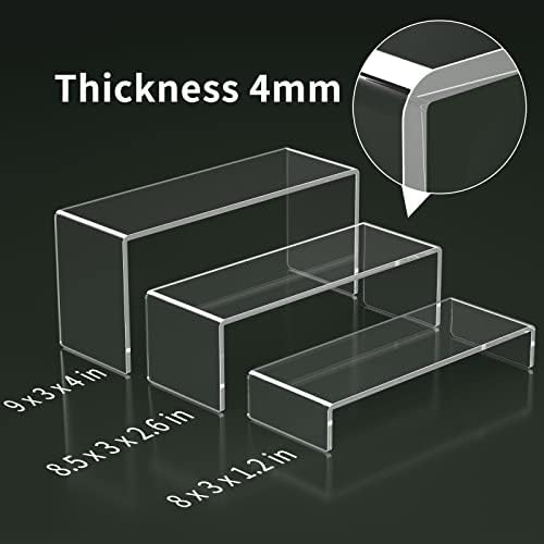 Acrylic Display Riser, 3 Step 9" Large Acrylic Risers in Clear, alternate view 3