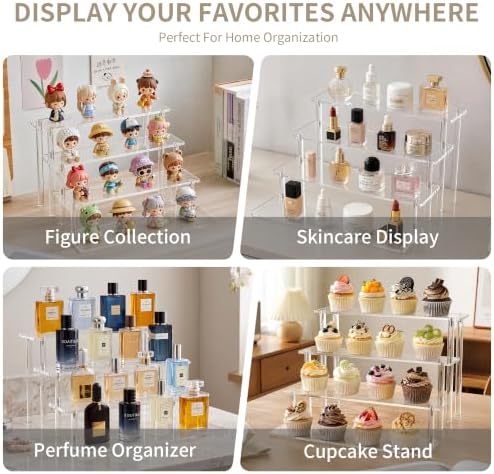 Acrylic Display Riser 4 Tier for Perfume, Figures & Cupcake in Clear, alternate view 4