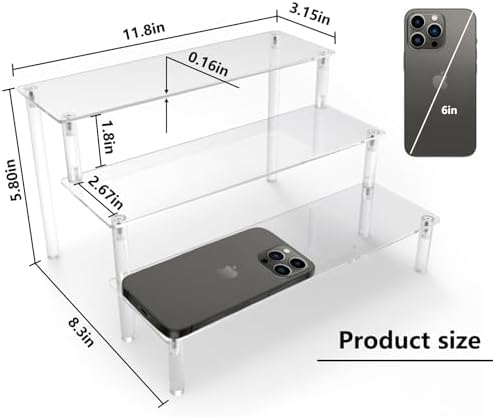 Acrylic Display Riser, Clear Perfume Organizer, 3 Tier Cupcake Stand in clear, alternate view 2