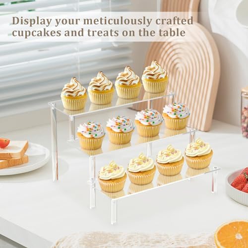 Acrylic Display Riser, Clear Perfume Organizer, 3 Tier Cupcake Stand in clear, alternate view 6