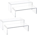 Acrylic Display Riser Stand,12'',4Pc Tiered Shelf Risers for Figurines in Clear