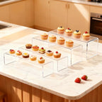 Acrylic Display Riser Stand,12'',4Pc Tiered Shelf Risers for Figurines in Clear, alternate view 2