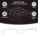 Acrylic Display Riser Stand,12'',4Pc Tiered Shelf Risers for Figurines in Clear, alternate view 3