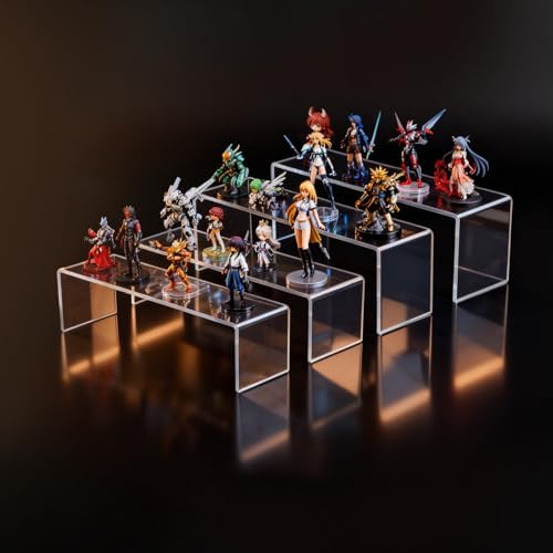 Acrylic Display Riser Stand,12'',4Pc Tiered Shelf Risers for Figurines in Clear, alternate view 4