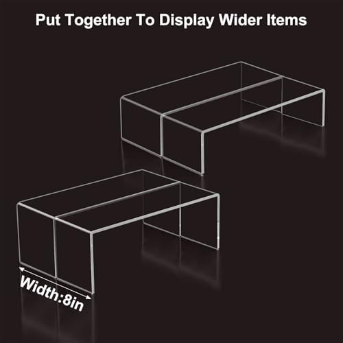 Acrylic Display Riser Stand,12'',4Pc Tiered Shelf Risers for Figurines in Clear, alternate view 6