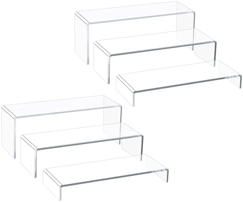 Acrylic Display Riser Stand,12" 6Pc 5mm, Tiered Shelf Risers for Cupcake in Clear