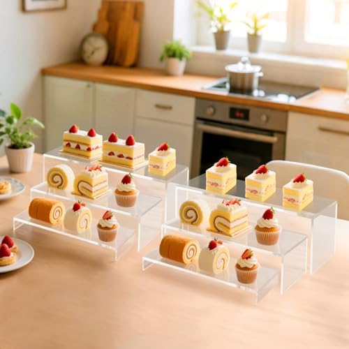 Acrylic Display Riser Stand,12" 6Pc 5mm, Tiered Shelf Risers for Cupcake in Clear, alternate view 2
