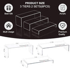Acrylic Display Riser Stand,12" 6Pc 5mm, Tiered Shelf Risers for Cupcake in Clear, alternate view 3