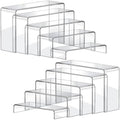 Acrylic Display Risers, 2 Set(7.8"L~8.2"L~8.6"L~9"L~9.3"L)Shelf in Clear