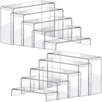 Acrylic Display Risers, 2 Set(7.8"L~8.2"L~8.6"L~9"L~9.3"L)Shelf in Clear